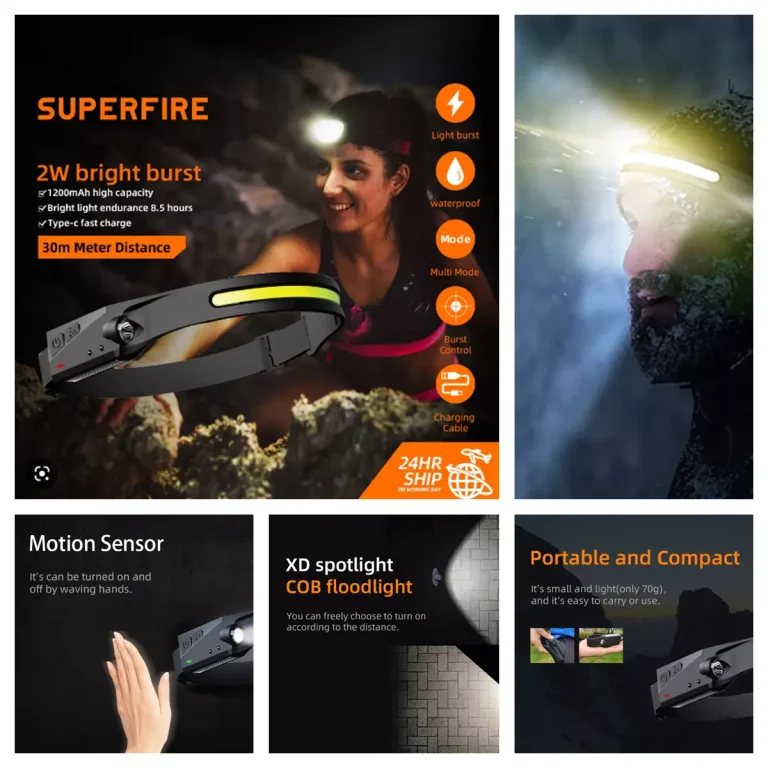 Features of Superfire HL65 Rechargeable Waterproof Headlamp for Outdoor Activity